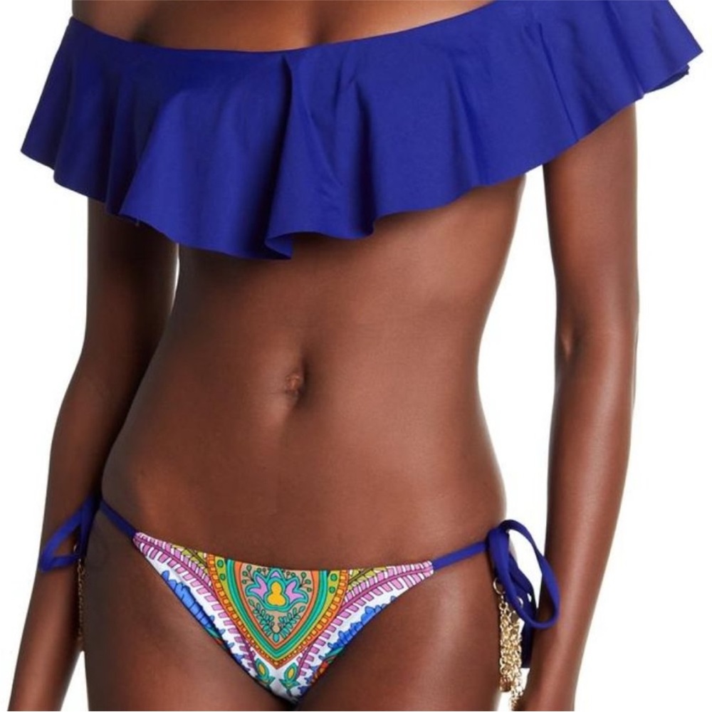 Trina Turk Gypsy Solid Off-the-Shoulder Bikini Top
indigo / 8